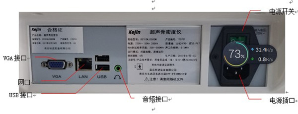 OSTEOKJ3000M、OSTEOKJ3000M+、OSTEOKJ3000S、OSTEOKJ3000S+型號骨密度儀接口示意圖